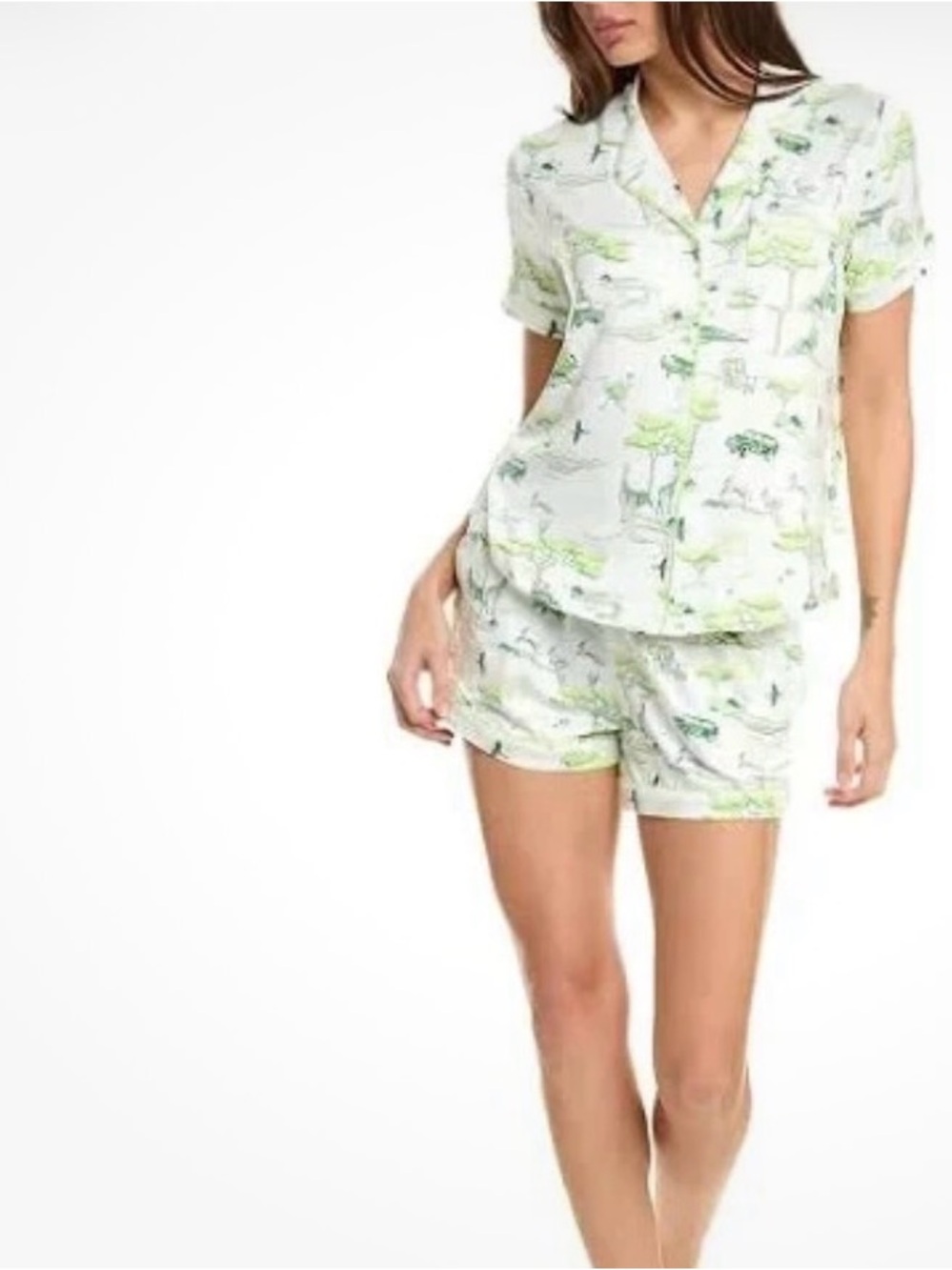NEW kate spade SAFARI PRINT SO SOFT White Short-Sleeve Shorts Pajama Set SZ S